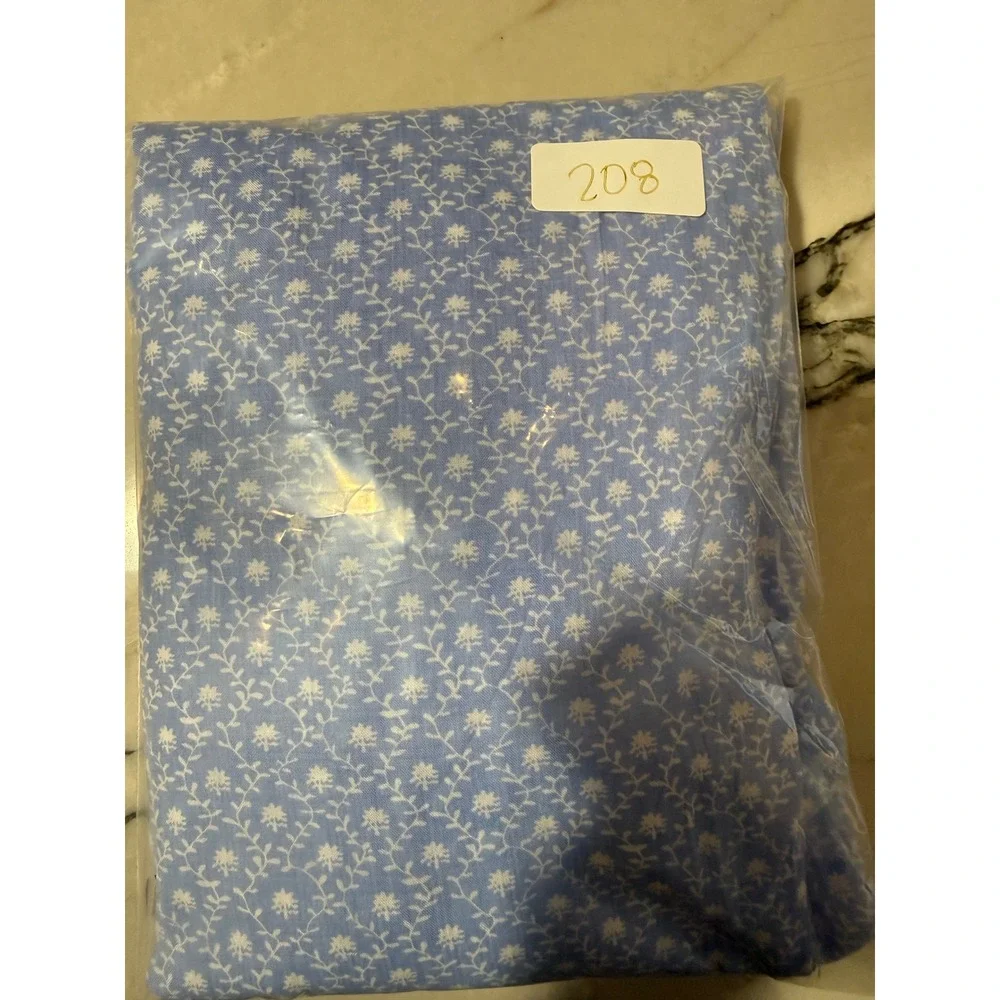 Anthropologie Mable Blue Floral Smocked Crop Top Jogger Pajama Set Womens Size S